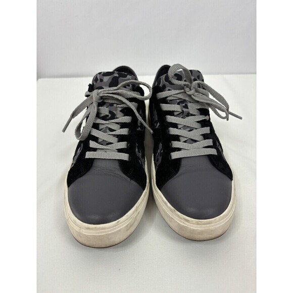 Sanctuary Dash Sneakers Grey Black Leather Camo 8 Convertible to Mules Lace Up - Picture 5 of 9